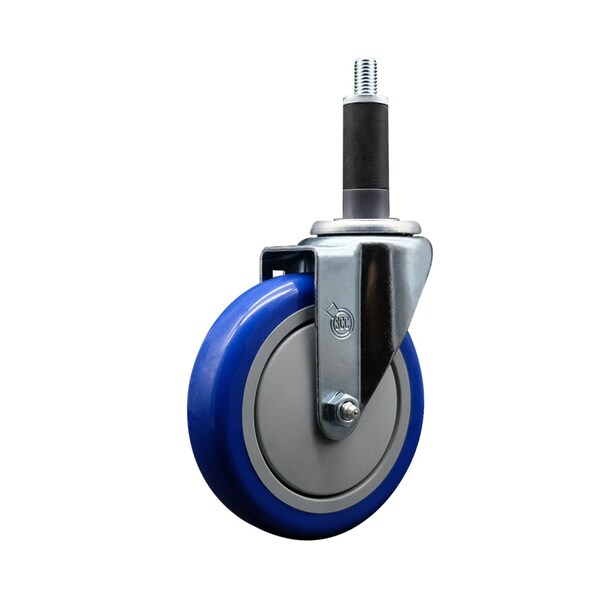 5'' SS Blue Poly Wheel Swivel 1'' Expanding Stem Caster